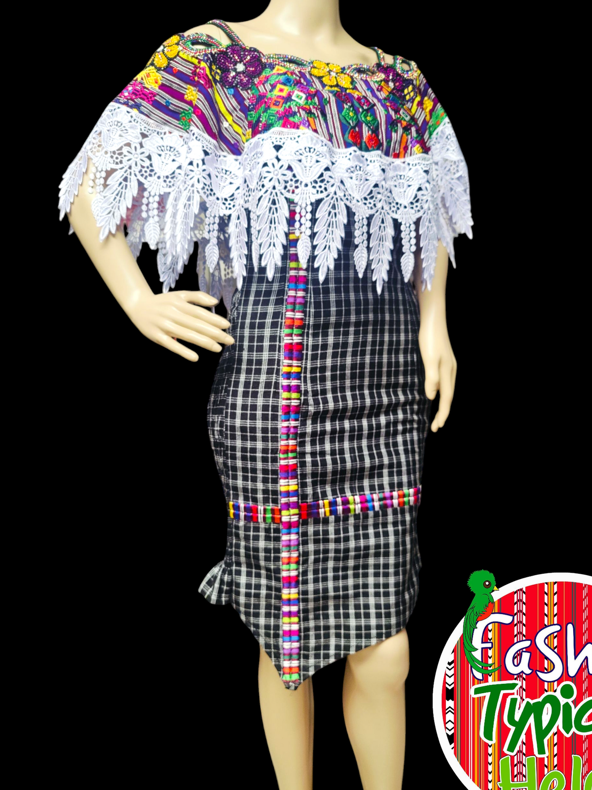 Vestido de blonda bordada