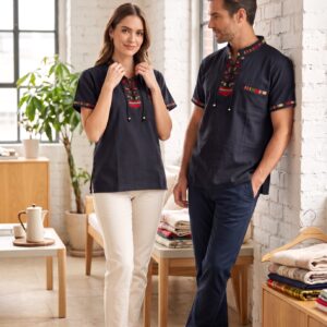 Camisa típica unisex (Negra) talla S